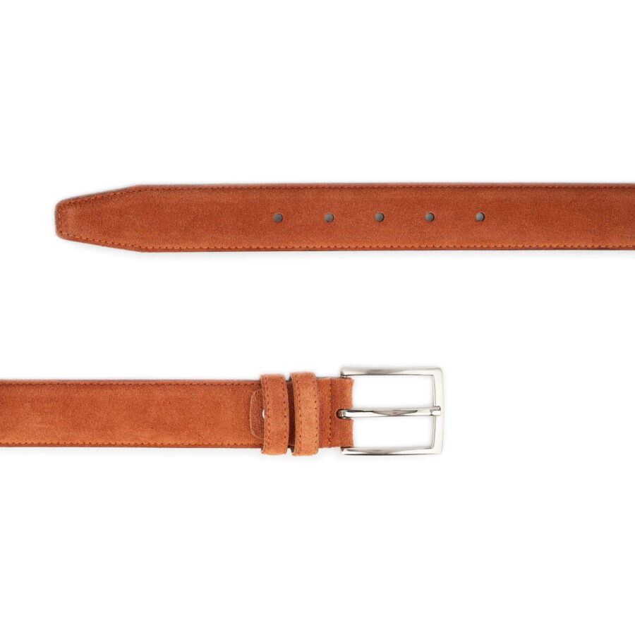 brick orange suede belt genuine leather 3