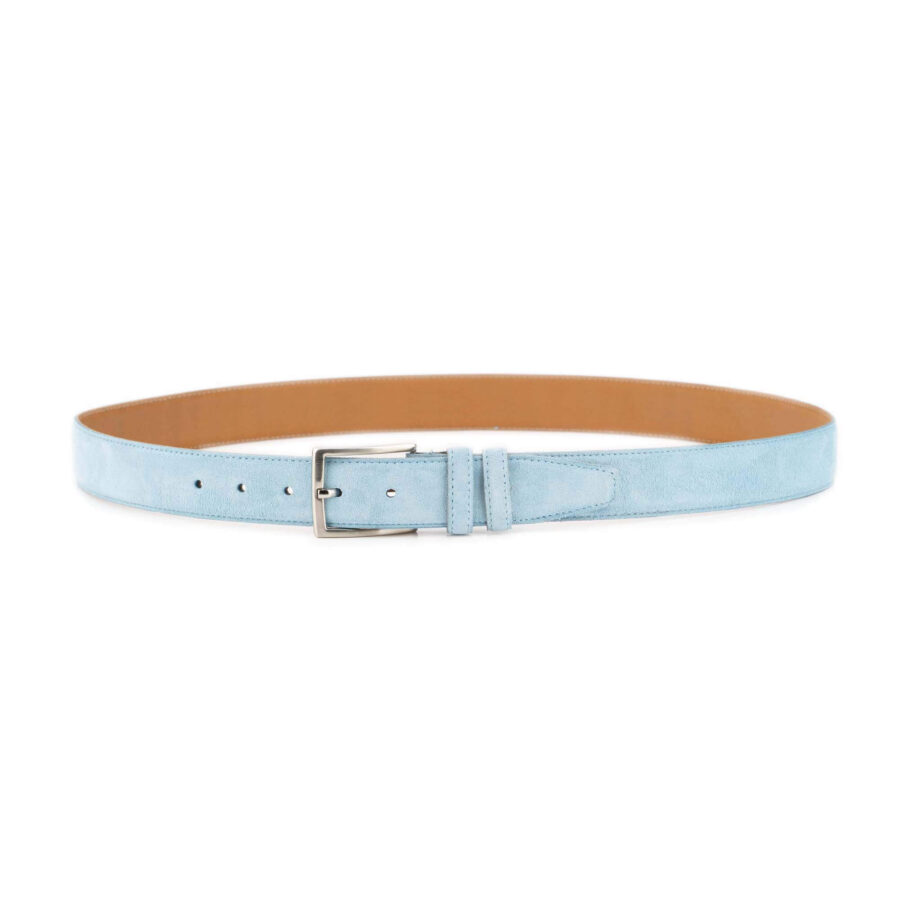 light blue suede belt genuine leather 2