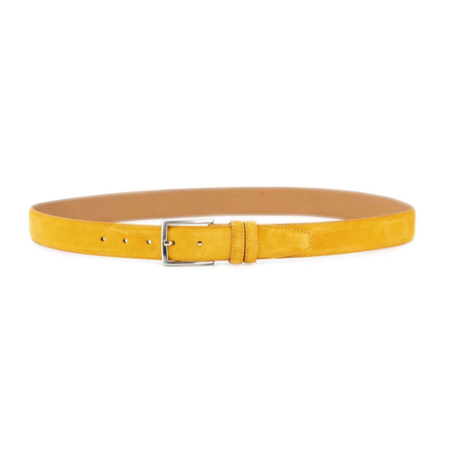 mustard yellow suede belt genuine leather 2