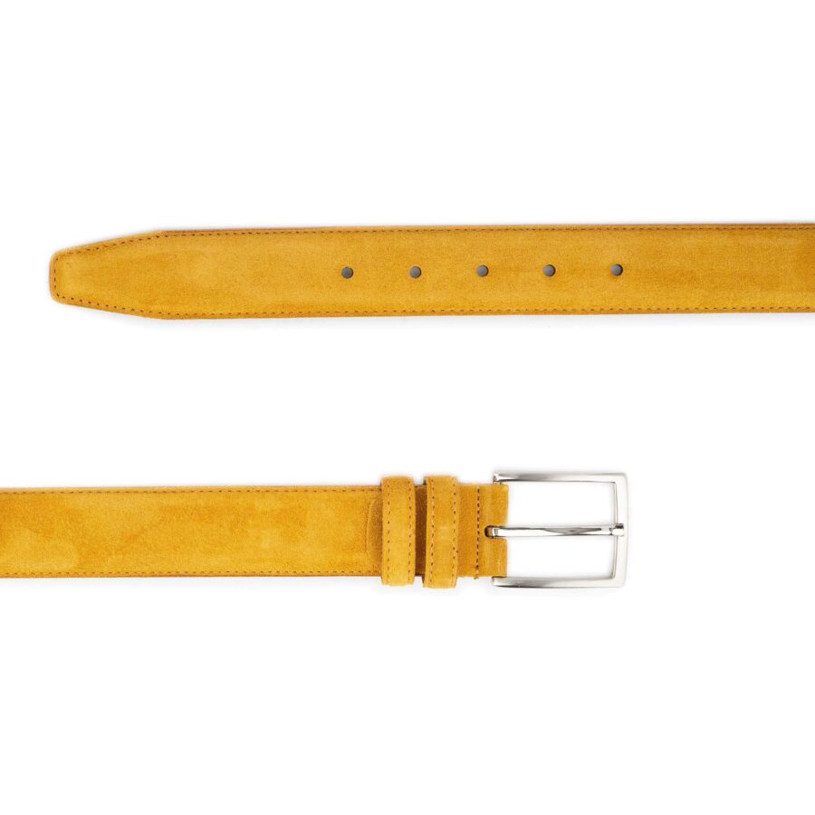 mustard yellow suede belt genuine leather 3