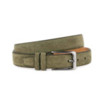 Buy Olive Green Suede Belt Genuine Leather  display picture 3