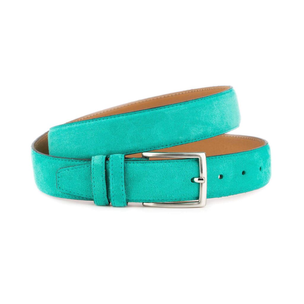【S/E/O】 EYELET WIDE BELT TURQUOISE turquoise-suede-belt-genuine-