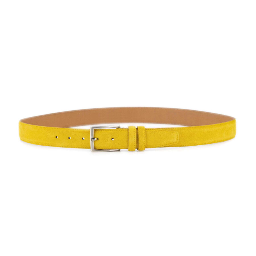 yellow suede belt genuine leather 2