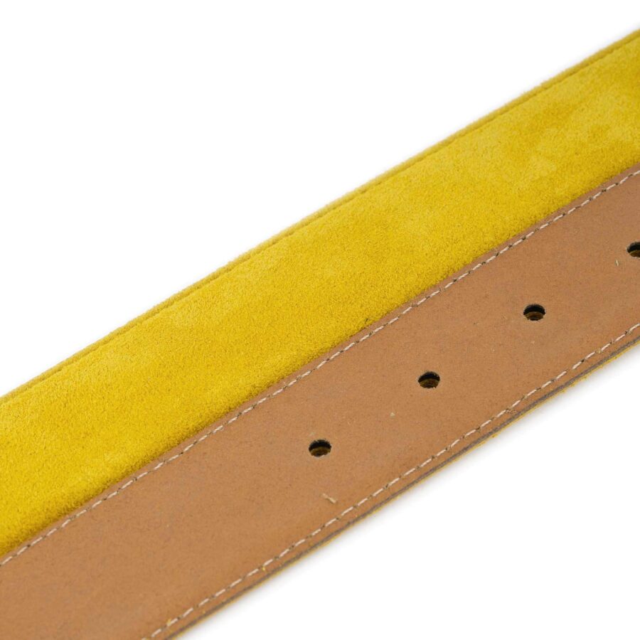 yellow suede belt genuine leather 4