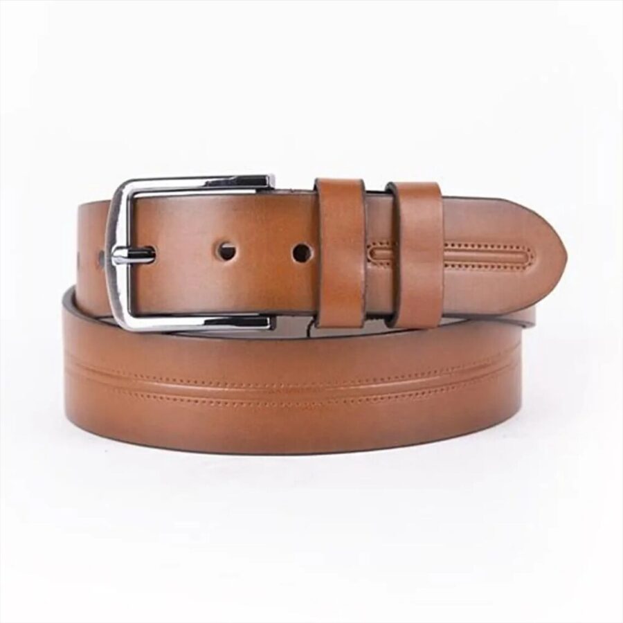 Tan Mens Vegan Leather Belt For Jeans 4 0 cm 1