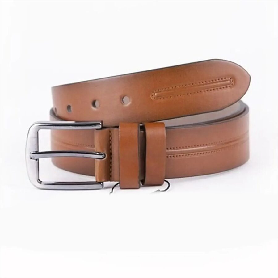 Tan Mens Vegan Leather Belt For Jeans 4 0 cm 2