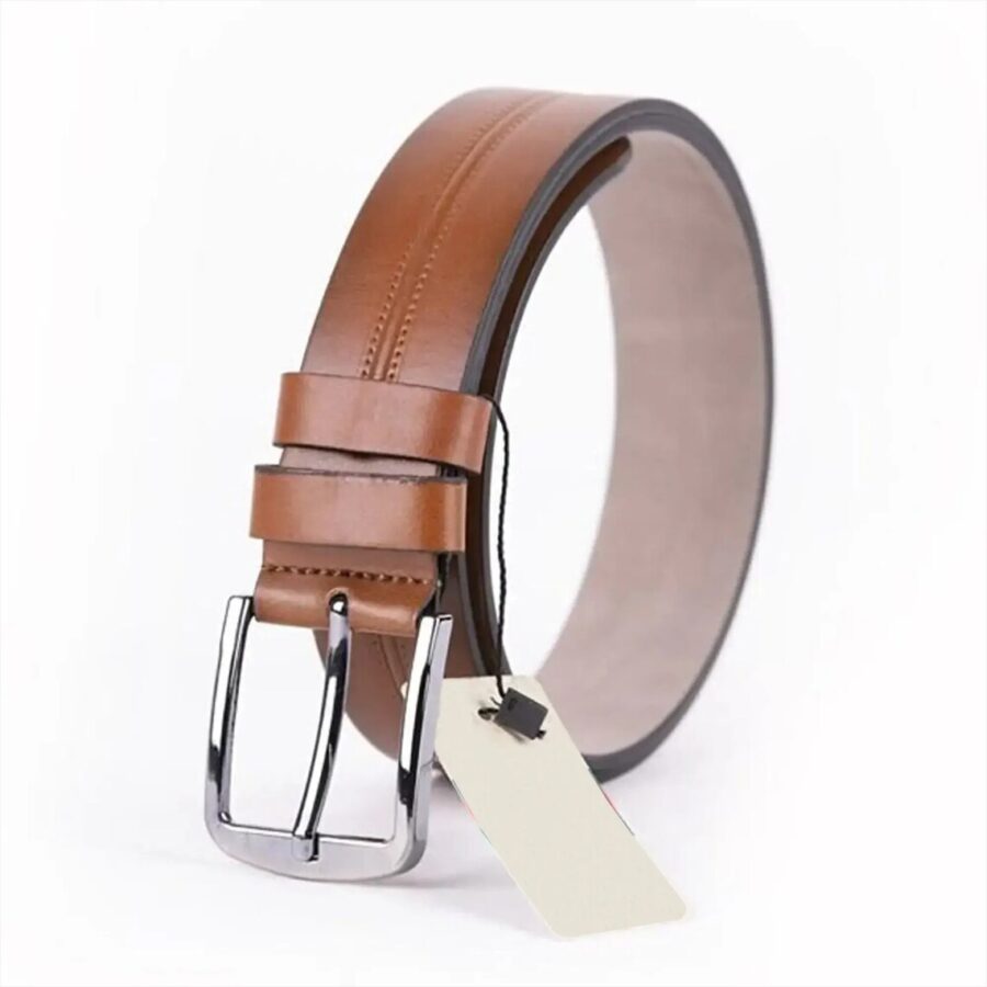 Tan Mens Vegan Leather Belt For Jeans 4 0 cm 3