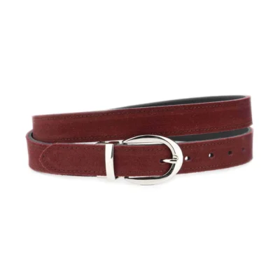 Burgundy Suede Womens Reversible Belt Silver Buckle 1 30 VEL6361 PUL2680 MAG11862