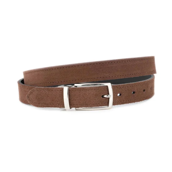 Mens reversible belt black brown suede Nickel buckle 1 30 VEL6338 PUL2680 MAG12055