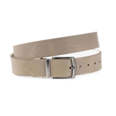 Mens reversible belt taupe white leather thick wide 4 0 cm 1 40 PUL6190 PUL6163 KSVGUNM