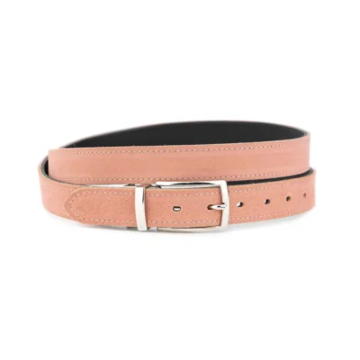 Pale Pink Suede Reversible Belt silver Buckle 1 30 VEL6295 PUL2680 MAG12055