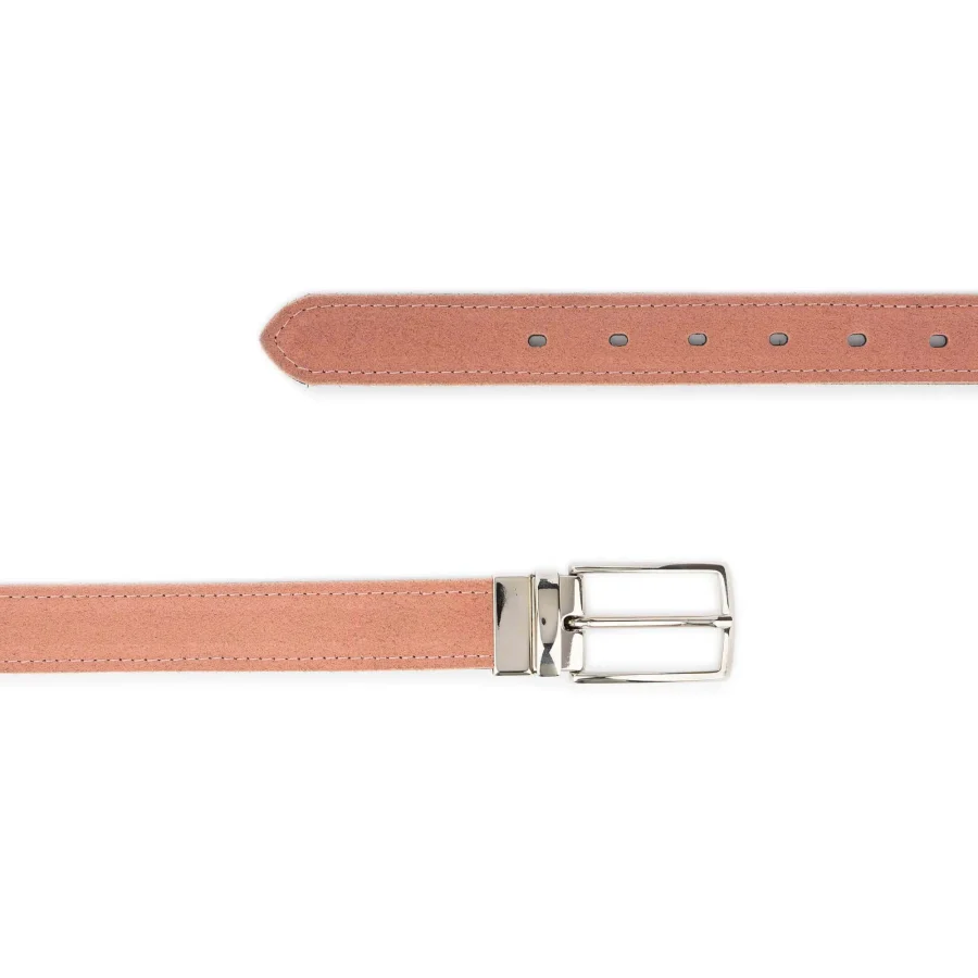 Pale Pink Suede Reversible Belt silver Buckle 4