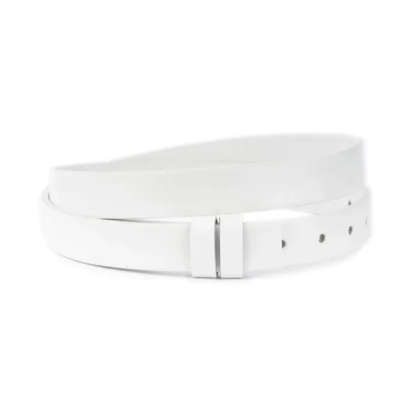 White 1 inch belts for belt buckle replacement buffalo leather 1 BUFF 25 LIVIZ WHITE CUT STR