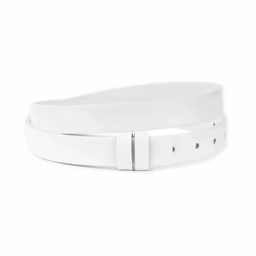 White 1 inch belts for belt buckle replacement buffalo leather 1 BUFF 25 LIVIZ WHITE CUT STR
