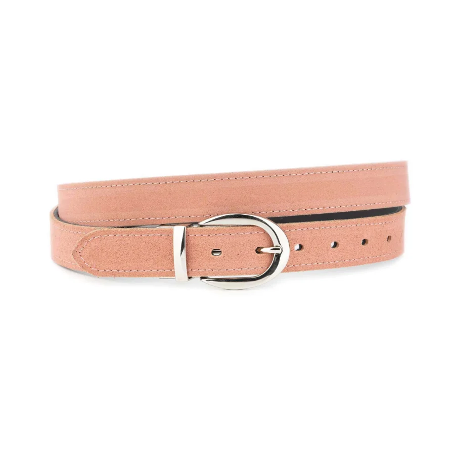 Womens Reversible Belt Pale Pink Suede Black Leather 1 30 VEL6295 PUL2680 MAG11862