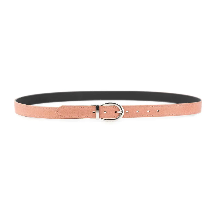 Womens Reversible Belt Pale Pink Suede Black Leather 2