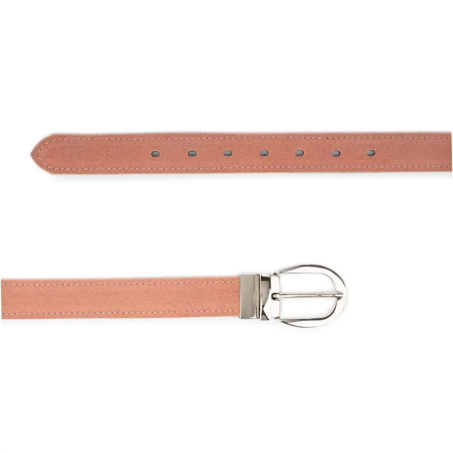 Womens Reversible Belt Pale Pink Suede Black Leather 3