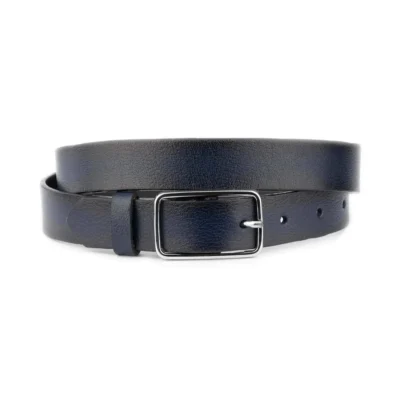 best quality mens belts dark blue buffalo leather rectangle buckle 1 BUFF BLU 30 SILVOVAL GODER