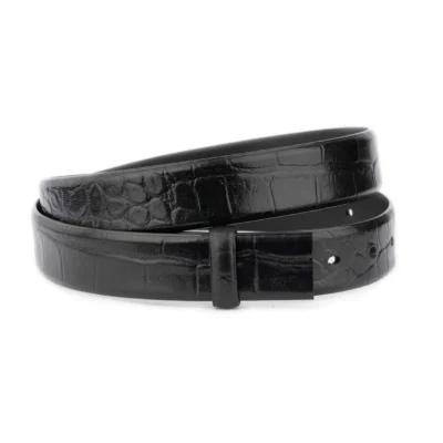 black croc leather belt for buckles embossed replacement 30 mm 1 CROC 30 AML CUT STR