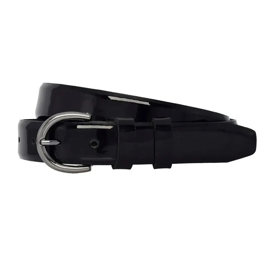 black patent leather belt gunmetal rounded buckle 2