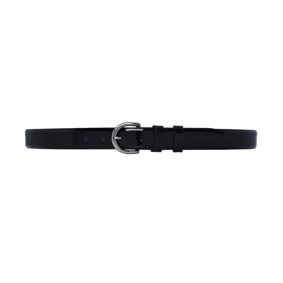 black patent leather belt gunmetal rounded buckle 3