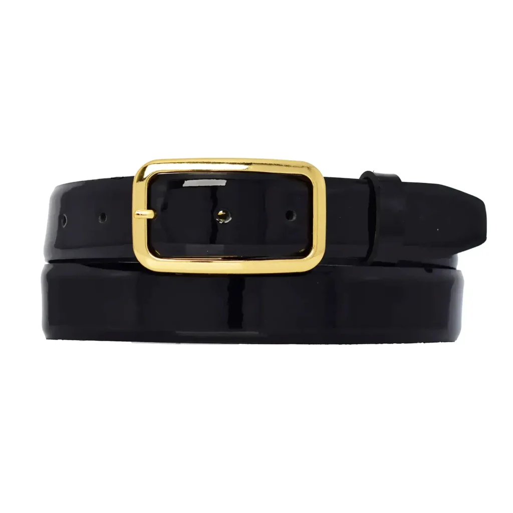 Talbots Slim Black Patent Leather Waist Belt with oval Gold Buckle Buy Black Patent Leather Belt - Oval Gold Buckle  main image 4