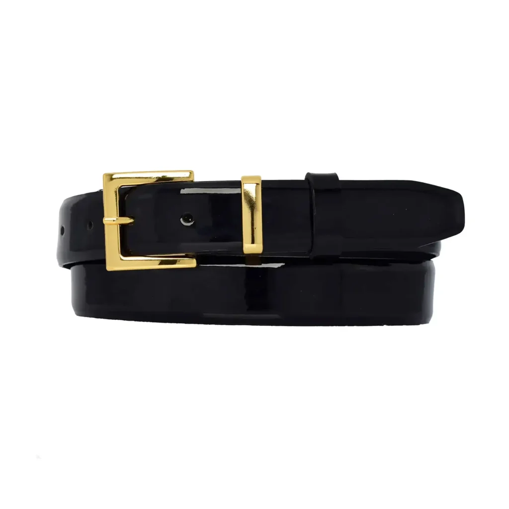 Buy Black Patent Leather Belt - Square Gold Buckle  display picture 1