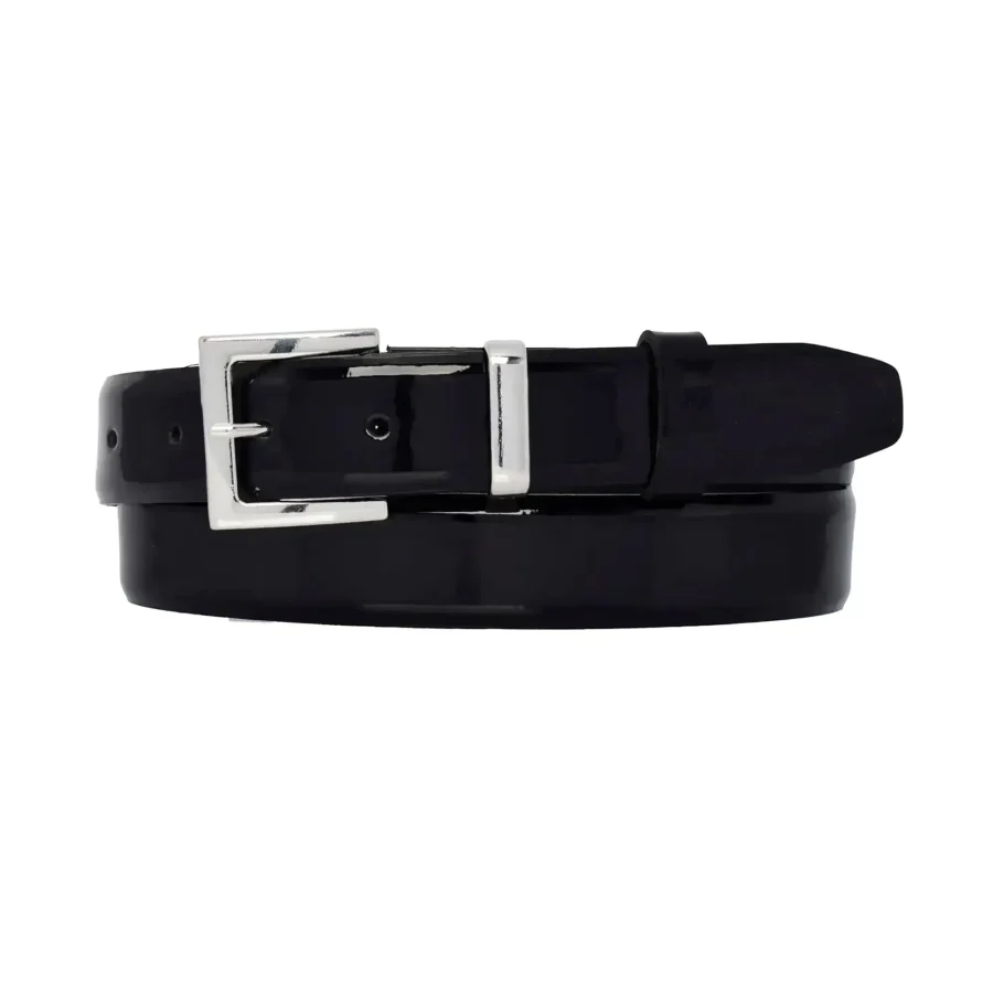 black patent leather belt square silver buckle 1 PATE BLACK 30 SQSIL GODER