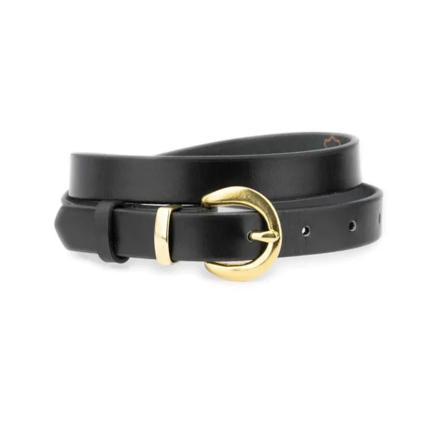 black womens leather belt gold brass buckle 3 4 inch 1 SMO 20 BRASGDROU GIRA