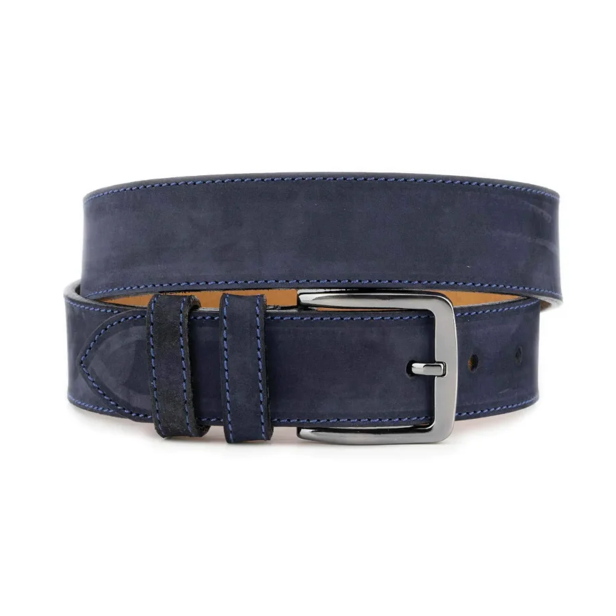 blue suede mens denim belt genuine leather 1