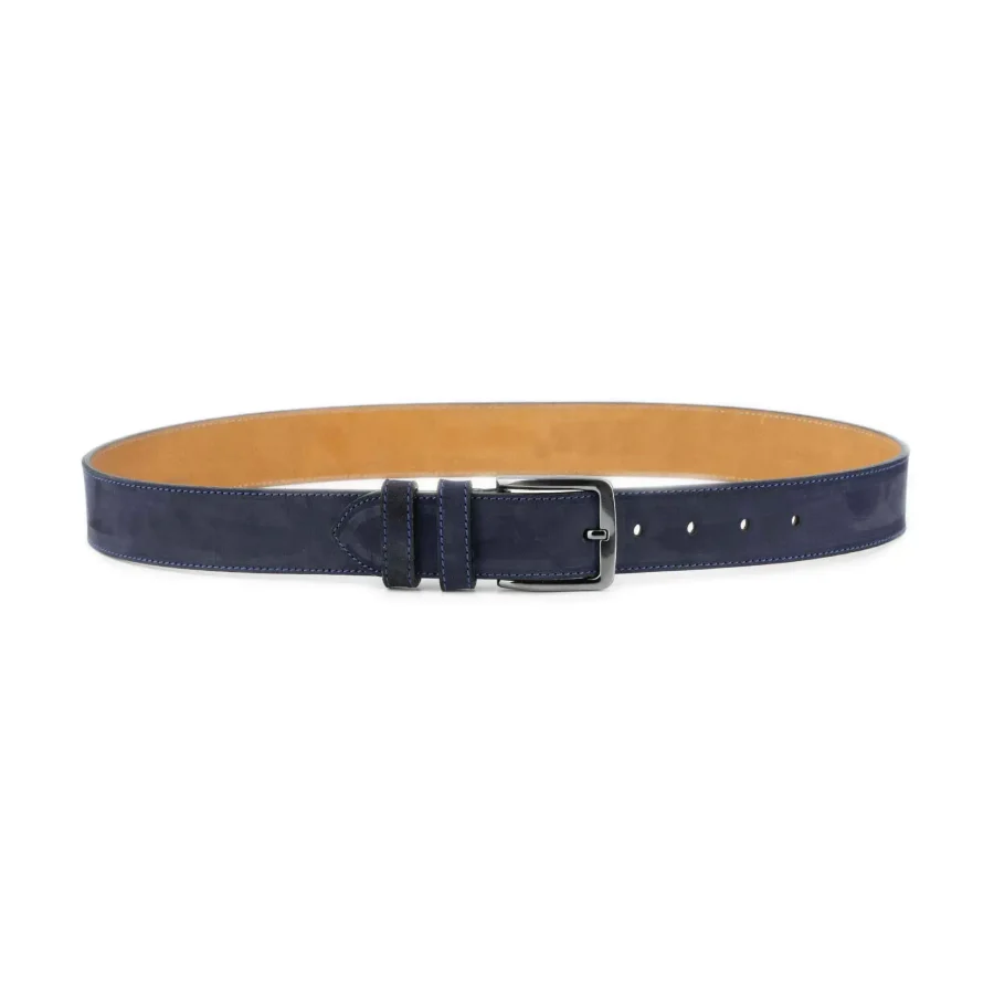 blue suede mens denim belt genuine leather 2