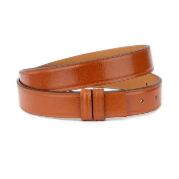 buffalo leather belt strap replacement cognac brown 1 COGN 30 STIT CUT DEREN