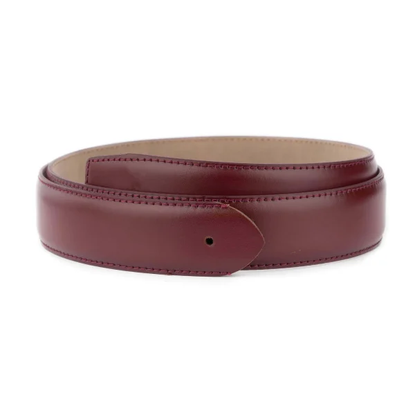 burgundy non leather belt strap replacement 1 BURG 35 HOLE TR