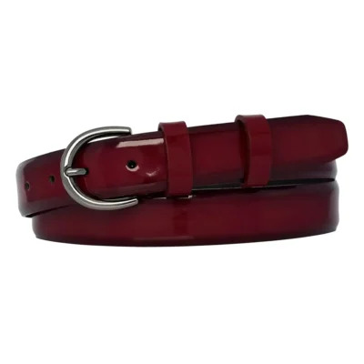 burgundy patent leather belt gunmetal rounded buckle 1 PATE BURG 30 ROUSIL GODER