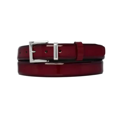 burgundy patent leather belt square silver buckle 1 PATE BURG 30 SQSIL GODER