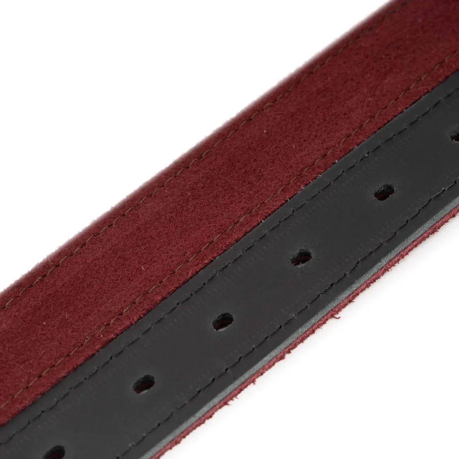 burgundy suede mens reversible leather belt silver buckle 6