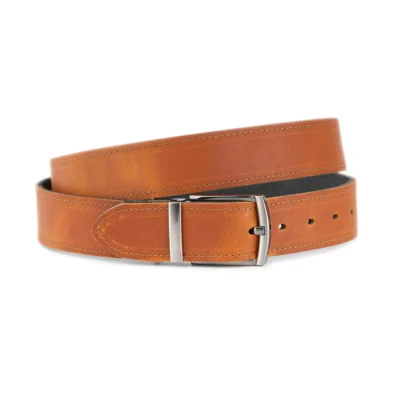 cognac leather belt mens reversible to black thick wide 1 1 2 inch 1 40 PUL2697 PUL2695 KSVGUNM