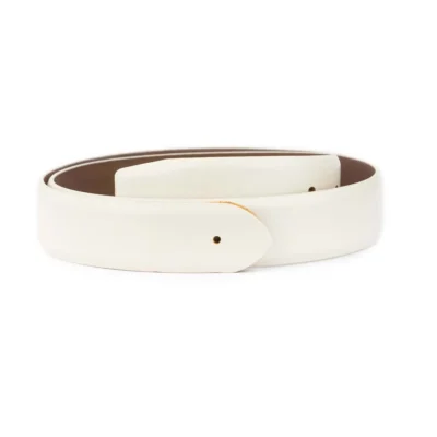 cream belt straps without buckle genuine smooth leather 1 CREAM 35 SMOO HOL TL