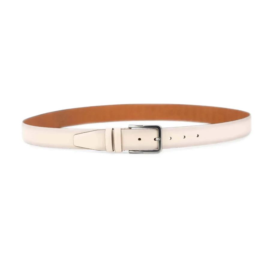 cream tan belt for jeans smooth leather 2