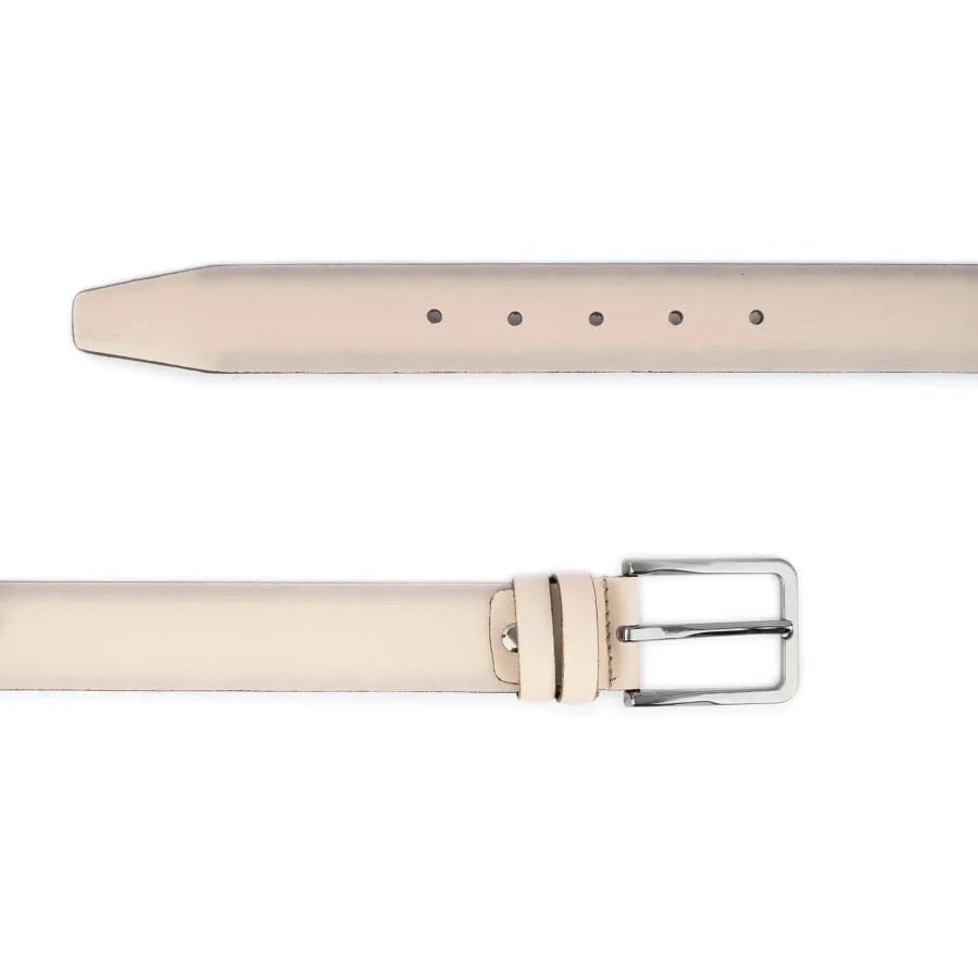 cream tan belt for jeans smooth leather 3