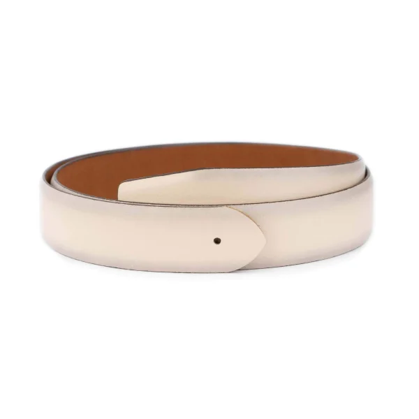 cream tan leather strap for belt replacement 1 CREAM 35 SMOO HOL KASV