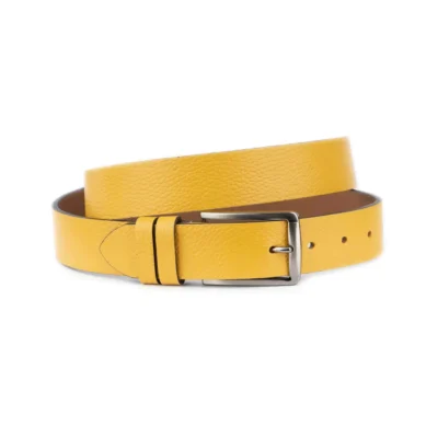 cyber yellow leather belt for jeans grained calfskin 1 YELL 35 BUFF KASV