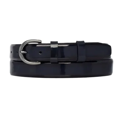dark blue patent leather belt gunmetal rounded buckle 1 PATE DARBLUE 30 ROUSIL GODER