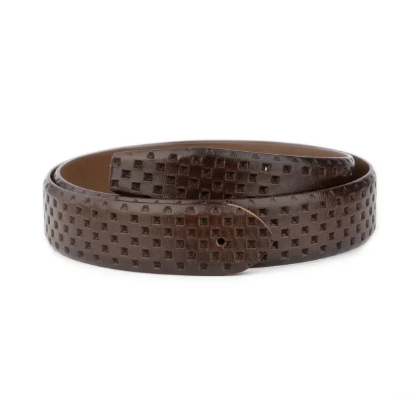 dark brown belt leather strap replacement laser cut squares 1 LASERSQ 35 DBROW HOL DEREN