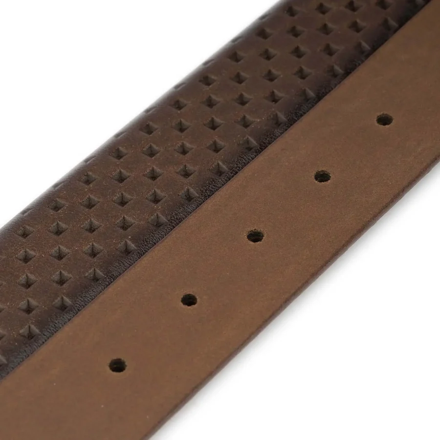 dark brown belt leather strap replacement laser cut squares 3