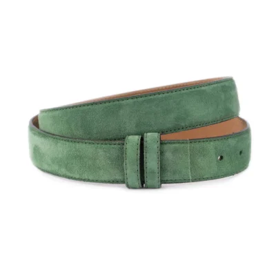 green suede leather strap for belts adjustable 1 GREEN 35 SUED CUT KASV