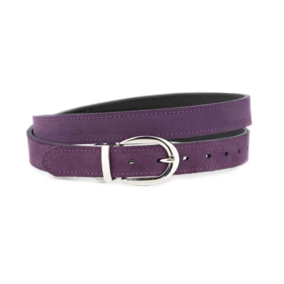 ladies reversible belt purple suede black leather rounded buckle 1 30 VEL6339 PUL2680 MAG11862