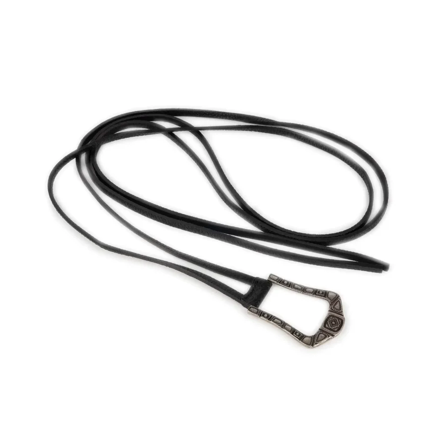 ladies tie leather belt western buckle black full grain 4