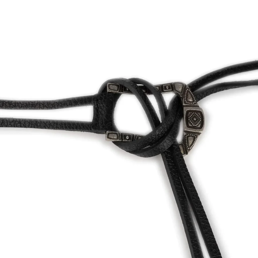 ladies tie leather belt western buckle black full grain 5