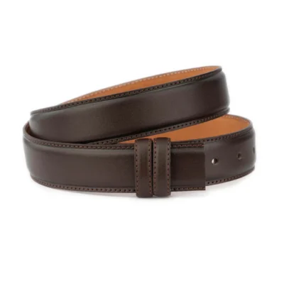 mens belt strap dark brown leather smooth 1 CLASSTIT 35 DBROW CUTTL